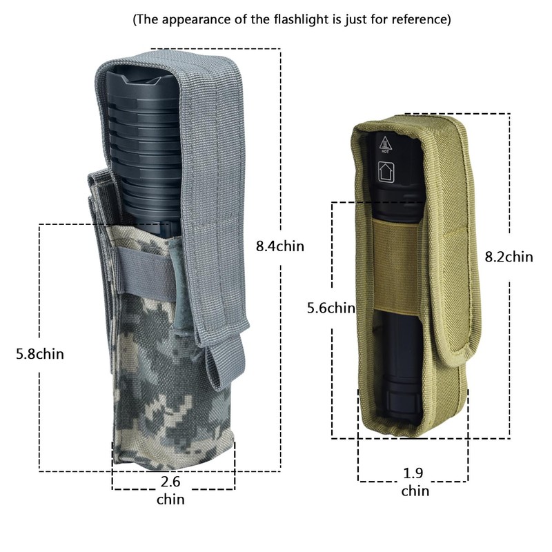Weoxi Tactical Flashlight Holster, Flashlight Holder Molle Torch Nylon Pouch