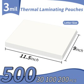 PAPRMA 3 Mil Laminating Sheets 500 Packs, Thermal Laminating Pouches Holds 8.5" x 11" Sheets, Clear Laminator Plastic Paper 9 x 11.5 Inches - Rounded Corner Letter Size