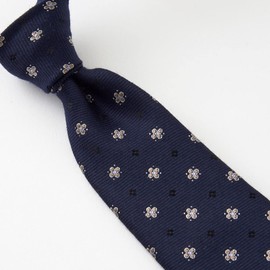 OZIE Men's Necktie, Wool Tie, Silk, Made in Japan, Small Crest, Cash Wool, Xenia Valfa, 193: Navy,