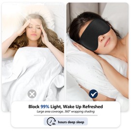 ZQQO ZQQO Ultra-Thin & Lightweight Sleep Mask for Men, Women C 10mm Deep Eye Socket Blackout Sleeping Mask with Adjustable, Breathable Travel Eye Mask for Eyelash Extensions, Nap & Night Use Blindfold