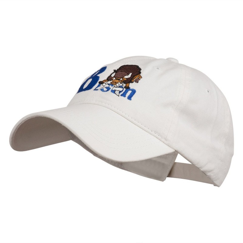 Bison Mascots Embroidered Washed Cap - White OSFM