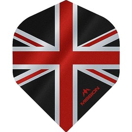 Mission Darts Alliance Flights | Extra Strong Premium UV Flights | Union Jack Standard Shape 100 Micron, Red, 5 Sets of 3 Flights (5XF3082)