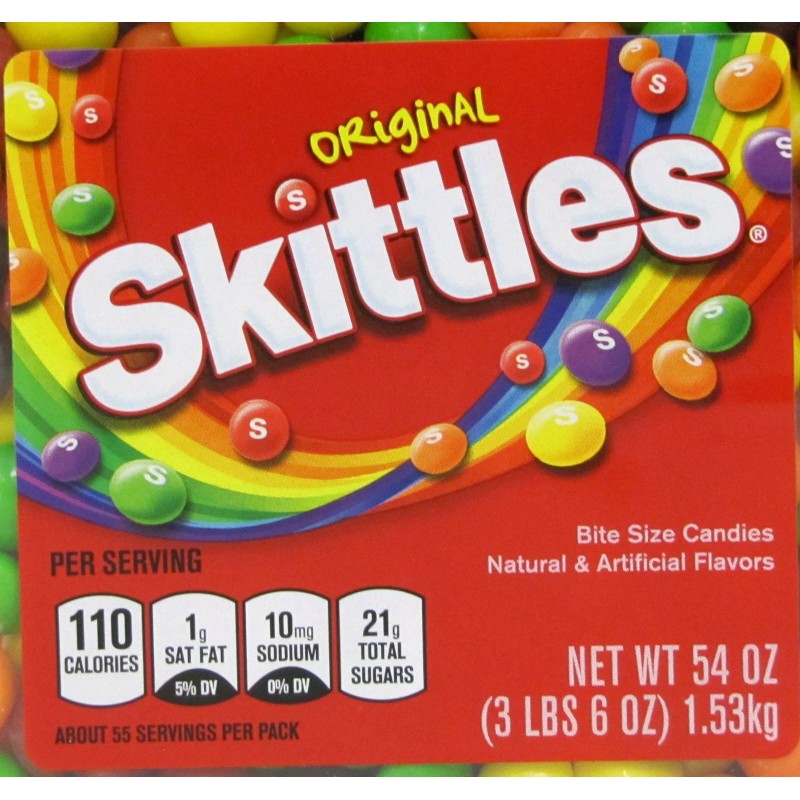 Skittles Original Fruit Candy 54 oz Tub Bulk Vending Candies