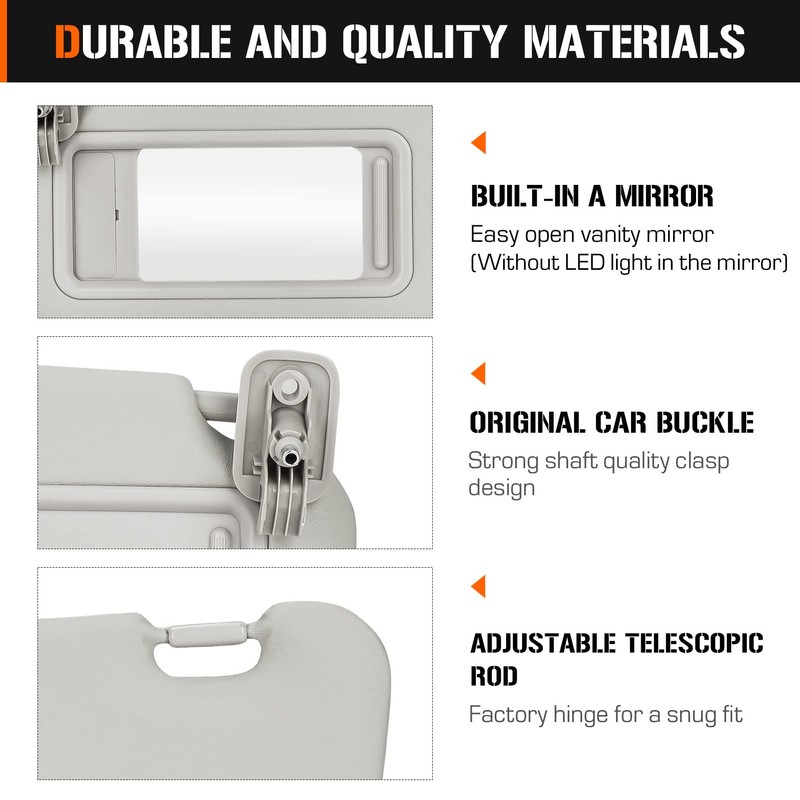 Sun Visor for 2010-2013 Mazda 3, Left Driver Side Gray