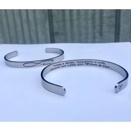 Wedding gift for BRIDE, Today a Bride, Tomorrow a wife, Forever our little girl, daughter wedding gift, bridal shower, infinity love, daughter gift, cuff bracelet