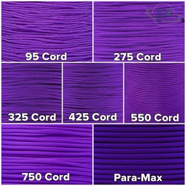 Paracord Planet 95, 275, 325, 425, 550, 750, and para-Max Paracord – Various Solid Colors – Available in Lengths of 10, 25, 50, 100, and 250 Feet of USA Made Cord