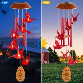 Cardinal Gift for Mother,red Bird Solar Wind Chimes Outdoor, Garden Gifts for mom from Daughter,Mother Gift from Son,mom Room Decor,Mother's Day, Thanksgiving, Christmas, Birthday Gifts for Mothers