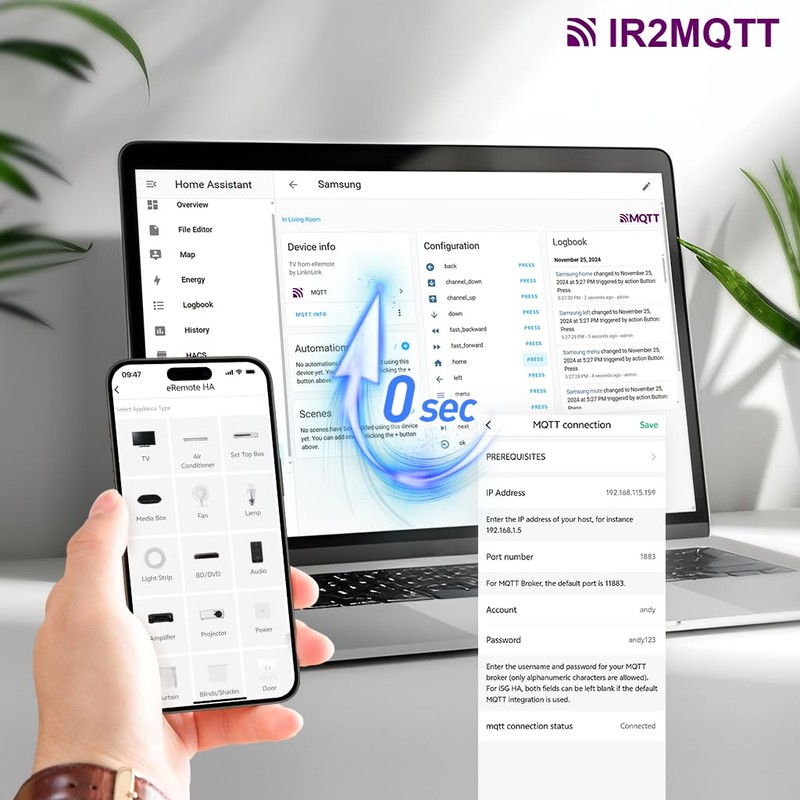 LinknLink eRemote HA Smart Wi-Fi IR Universal Remote control, Infrared