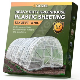 Axgatoxe 6 Mil 12x25 FT Heavy Duty Plastic Sheeting, UV Resistant Tear-Proof for Greenhouse, Construction, Painting, Farm & Floor Protection
