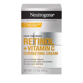 Neutrogena Rapid Tone Repair Retinol + Vitamin C Correcting Cream, Tone Evening Face & Neck Cream with Retinol & Hyaluronic Acid for Dark Spots, Fine Lines & Wrinkles, 1.7 oz
