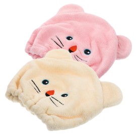 Vaguelly 2Pcs Cartoon Hair Drying Towel Super Absorbent Coral Fleece Hair Wrap for Women Quick Dry Reduces Frizz Breakage for Bath Shower