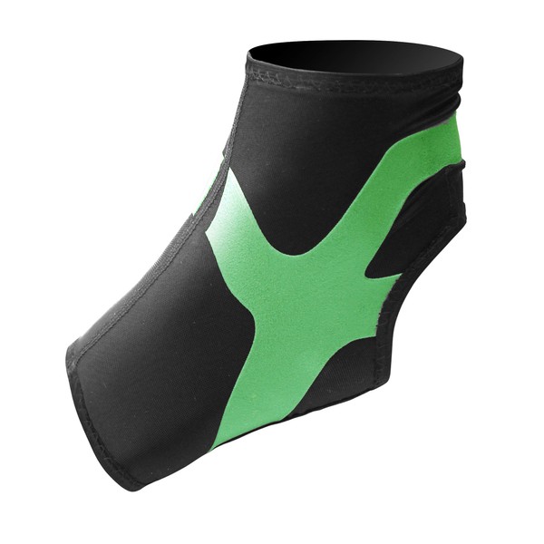 Ultralight Ankle Support Plus, Ankle Bandage with Power Band Stabiliser Tape - Green Tape - Left Foot