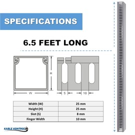 Kable Kontrol Wire Duct Open Slot Cable Raceway - 1” Width x 1” Height - 6.5 feet Long - 12 Pcs/Pack – Gray – PVC Wiring Trough Wire Cover Cord Hider for Under Desk Industrial Cable Management
