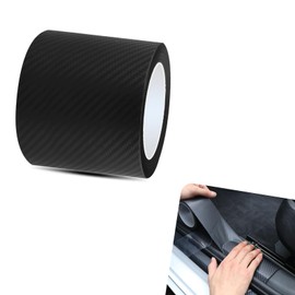 Irinidig 1 PC Car Door Sill Protector, 3.93In x 3.3Ft Matte Carbon Fiber Texture Sports Decoration for Car Body Bumper Trunk, Paint Anti-Scratch Anti-Collision Strip, Universal for Most Cars (Balck)