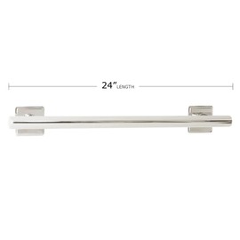24-inch Coronado Designer Straight Bathroom Shower Grab Bar with Decorative Square Flanges, Satin
