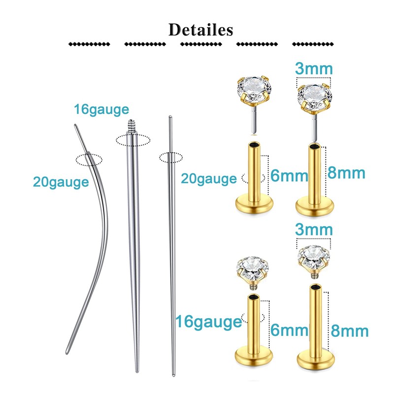 QWALIT Piercing Taper Threadless Jewelry Changing Tool Internal Threaded Piercing