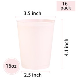 Liacere 16 PCS Pink Plastic Cups 16oz Plastic Cups Bachelorette Party Cups Pink Disposable Cups Bride Cups Perfect for Wedding & Mother's Day & Bachelorette Party & Mother's Day