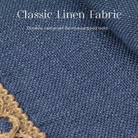 Phantoscope Farmhouse Solid Throw Decorative Pillow Cover Burlap Linen Trimmed Tailored Edges Outdoor Pillow Navy Blue 12 x 20 inches, 30 x 50 cm