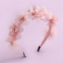DANRENPANG Handmade Butterfly Flower Girls Pink Fashionable Simulated Mesh Flower Headband For Women, Girls And Children Wedding Headbands And Hair Accessories (4, 11CM+13.5CM)