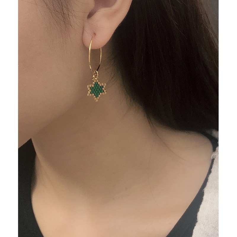 KELITCH Christmas Hoop Earrings Handmade Christmas Tree Earrings, Crystal, No-Gem-Tye