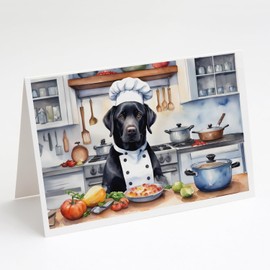 Caroline's Treasures Black Labrador Retriever The Chef Greeting Cards Pack of 8 Blank Cards with Envelopes Whimsical A7 Size 5x7 Blank Note Cards