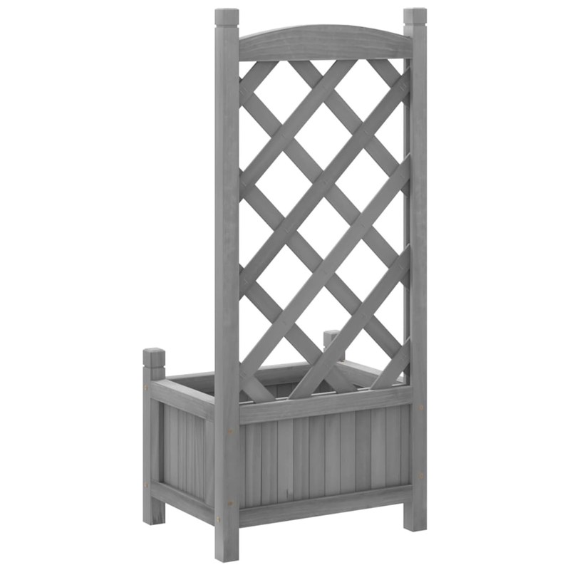 Gecheer Planter with Trellis Gray Solid Wood Fir
