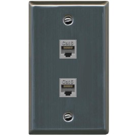 RiteAV 2 Port Cat6 Ethernet Wall Plate - Flat [Stainless Steel]