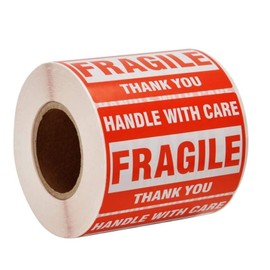 Flazir Sticker Labels, 2.0 x 3.0 inches (5.1 x 7.6 cm), Fragile Item, Handling Precautions, Waterproof, Glossy, Set of 500