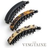 VingTAINE H7572-BE- Banana Clip with Comb, Tortoise Shell Style, Comb,