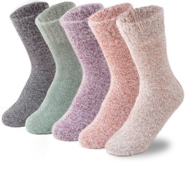 ICEIVY 5 Pairs Fuzzy Cozy Socks for Womens Warm Wool Slipper Soft Bed Ladies Thermal Socks for Winter with Beautiful Gift Box