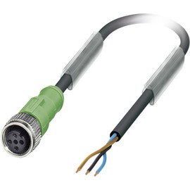 Phoenix Contact Polzah 1694499 Sensor/Actuator Connector, Assembled M12 Socket, Straight 3.00 m