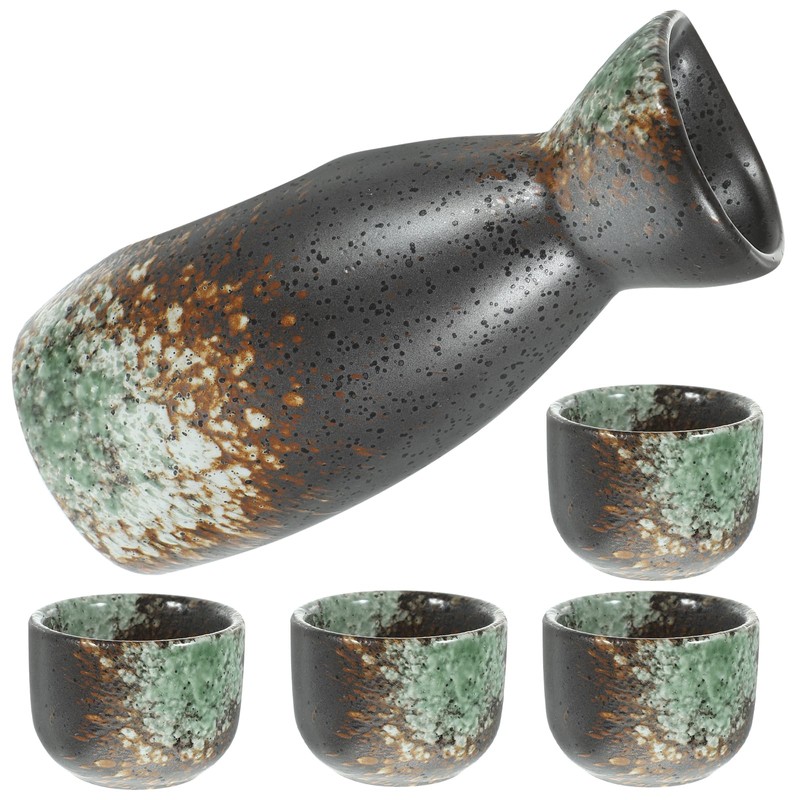 Luxshiny Japanese Ceramic Sake Set: 1 Sake Bottle 4 Sake