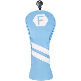 Golf Club Head covers Fairway Wood FW with Interchangeable Number Tag 3457X Elastic Closure Light Blue PU Leather