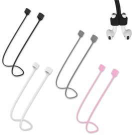 Jinpojun 4 X AirP0ds Halteband, Strap mit Magnet für AirP0ds Pro 2/1, Zubehör für AirP0ds 1/2/3 aus Geschmeidigem Silikon-Perfekt, Länge: 72CM (Weiß, Schwarz, Grau, Rosa)
