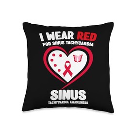 I Wear Red for Sinus Tachycardia Awareness Throw Pillow