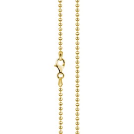 Avesano 101061-5 Gold-Plated Ball Chain 925 Silver (1.4 mm) Gold Women's Necklace Gold Chain without Pendant (42 cm to 90 cm), Gold-plated silver