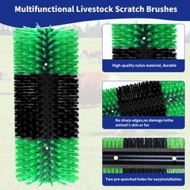 2PCS Livestock Scratch Brush, 17.5 x 7.8 Inch Goat Brushes for Grooming, Horse Brushes for Shedding, Livestock Brushing with 4 Screws for Horse, Elk, Cattle, Pig, Sheep,Poultry（Green）