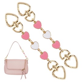 Oubaka 2Pcs Purse Strap Extender for Handbags, Heart Shaped Wallet K Gold Chain Extenders Metal Chain Strap Extender Chain Strap Replacement Extension for Purse Handbags Shoulder Bag(Heart)