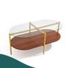 Glass and Wood Coffee Table, Mid Century Modern Design, Clear