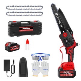 Mini Chainsaw Cordless 8inch,Electric Chainsaw with 4.0A Rechargeable Battery,One-Handed Portable Operated Power Chainsaw with Safety Lock for Tree Branch Wood Cutting and Garden