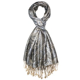 Lorenzo Cana Luxury Scarf 100% Silk Scarf 70 X 190 cm Paisley Silk Scarf Silk Pashmina Silk Scarf Gold Beige Blue 7841511