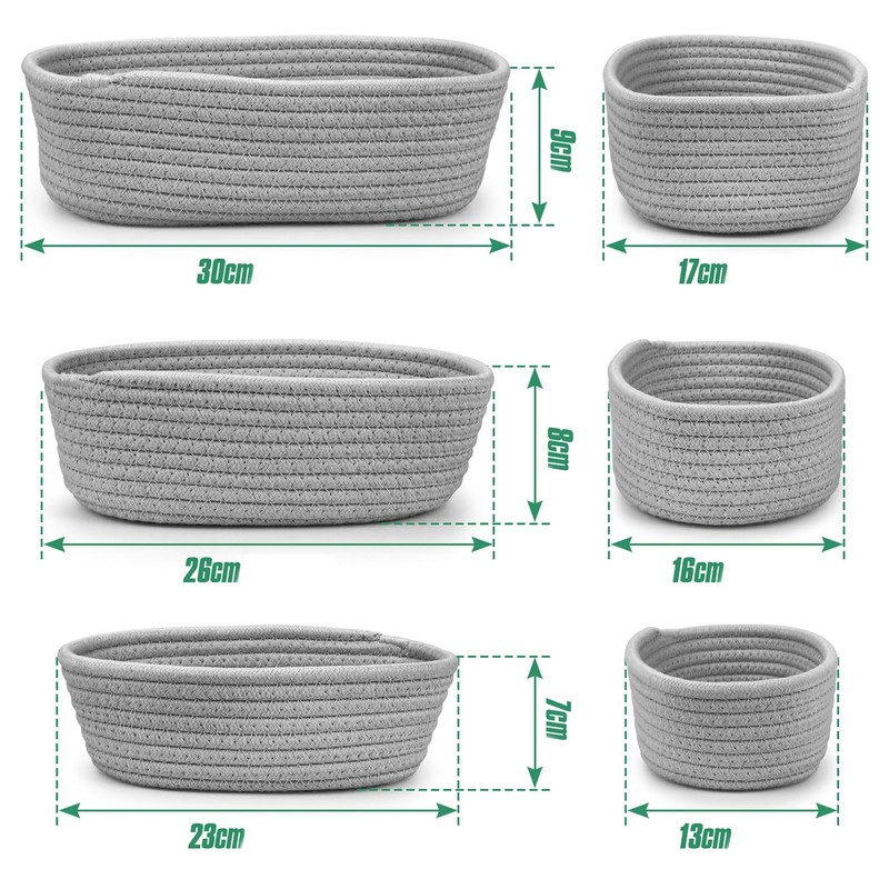 Vivi Bakie Storage Basket 3-Piece Set Cotton Rope Stackable Braided
