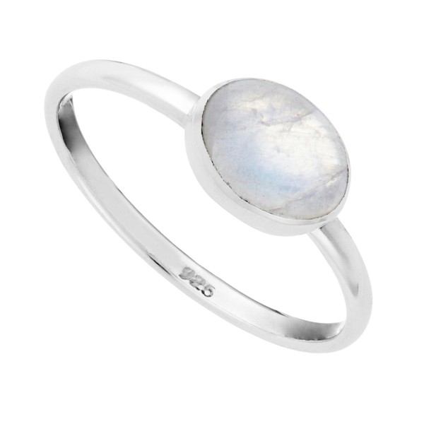 81stgeneration Women's 925 Sterling Silver Moonstone Oval Gemstone Birthstone Stackable