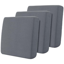 SUBRTEX Super Stretch Chair Cushion Cover Set, Durable Spandex Couch Cushion Cover Individual Seat Cushion Slipcover, Replacement Cover for Armchair RV Dinette Boat Seat (3pc Small, Light Grey)