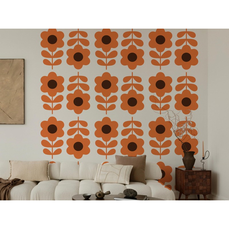 Groovy Daisy Delight: Retro 60s 70s Geometric Flower Pattern Wall