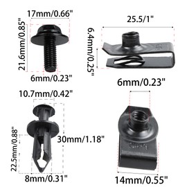 Runseaway 35PCS Universal Engine Under Cover Splash Shield Guard Body Bolts Kit, Bumper Fender Liner Push Retainer Fastener Rivet Clips, Compatible with Most Vehicles, Includes Removal Tool