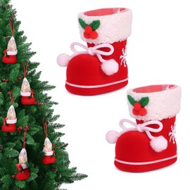 2 x Christmas Boots Christmas Bags Santa Gift Boots Shape Wrapping Bags Holiday Bags Bulk Christmas Boots Bag Christmas Candy Boots Xmas Treat Bag Plastic (S)