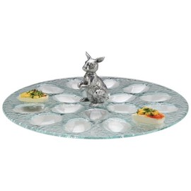 Arthur Court Bunny Glass 18-Deviled Egg Holder