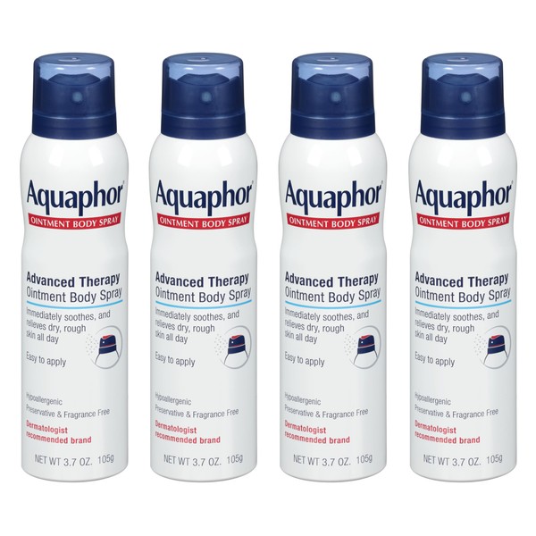 Aquaphor Ointment Body Spray - Moisturizes and Heals Dry, Rough Skin - 3.7 oz. Spray Can, 4 Pack