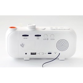 VORRINC Projection Alarm Clock, 15 Inch Digital Radio Alarm Clock with Large Numbers/Double Alarms/Snooze/Temperature/Humidity/Brightness and Volume Adjustment, USB C Charging Port - White